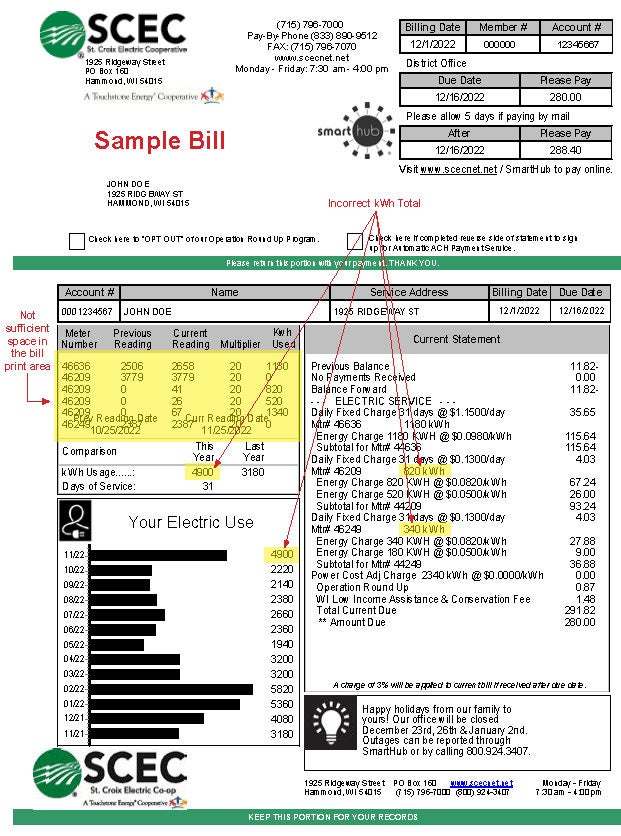 Sample Bill- (3+) meters